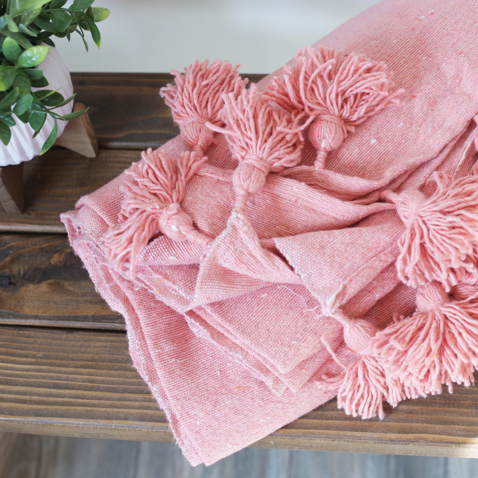 Pink tassel throw discount blanket