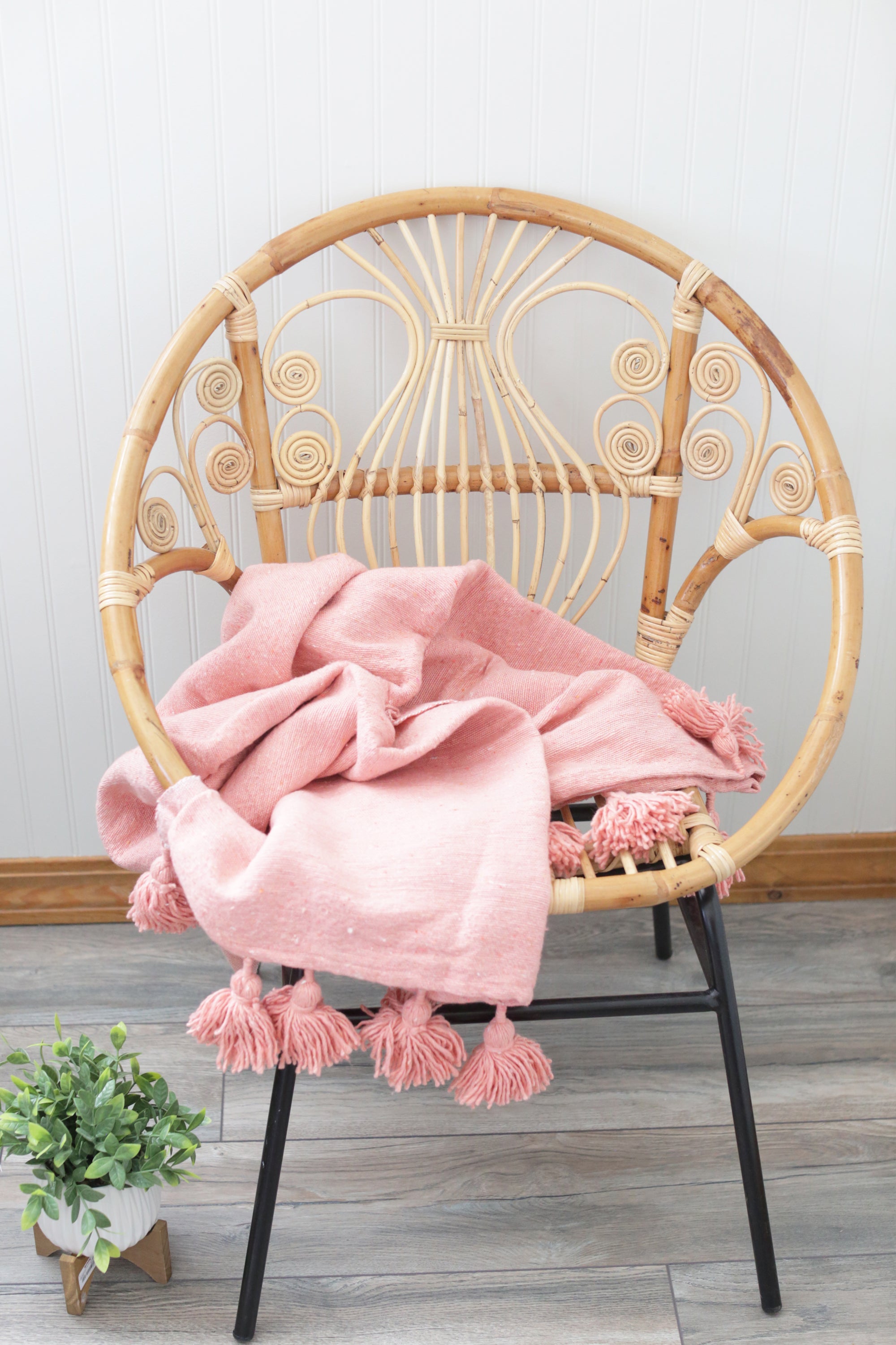 Cream pom pom discount blanket