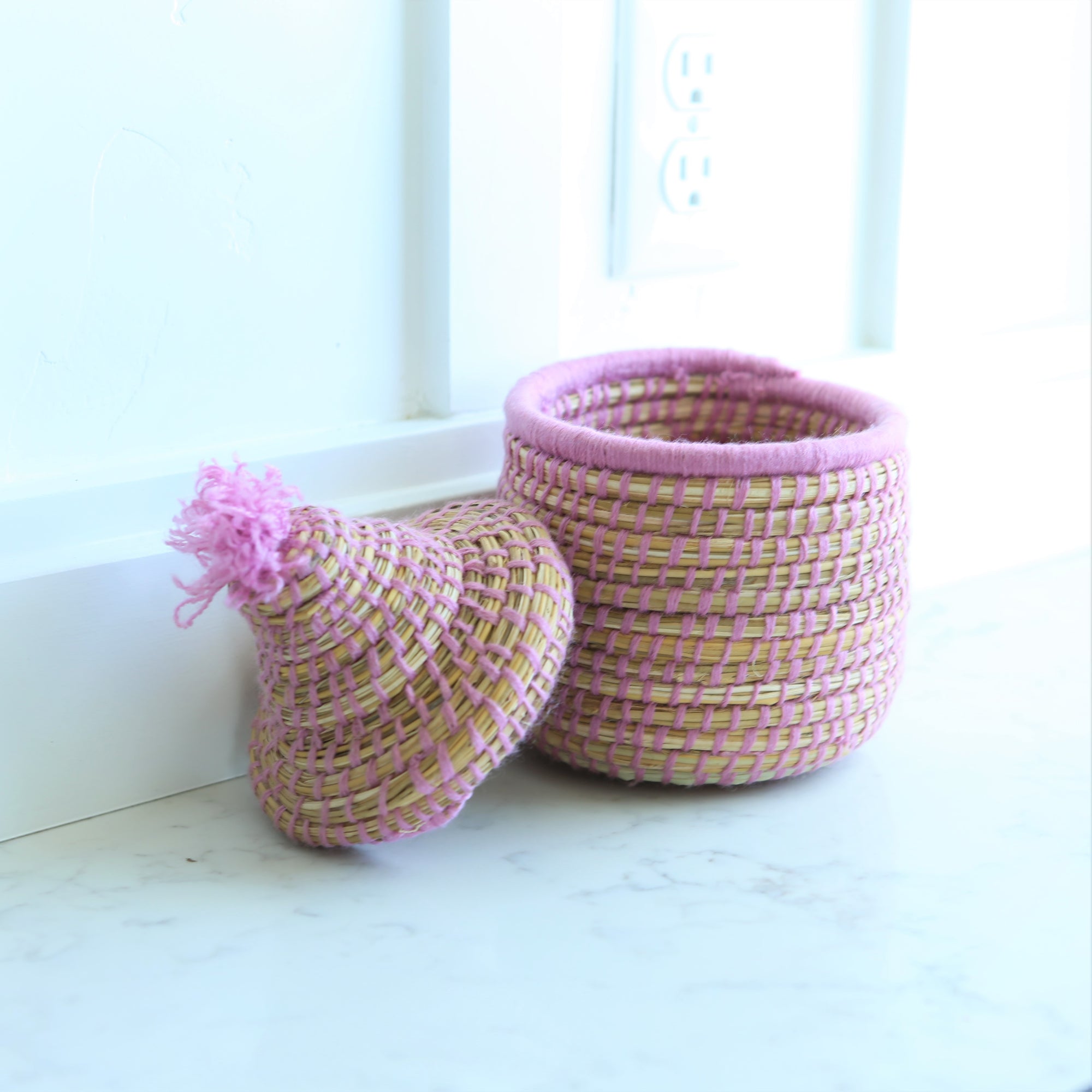 Pink and Purple Berber Basket with Lid